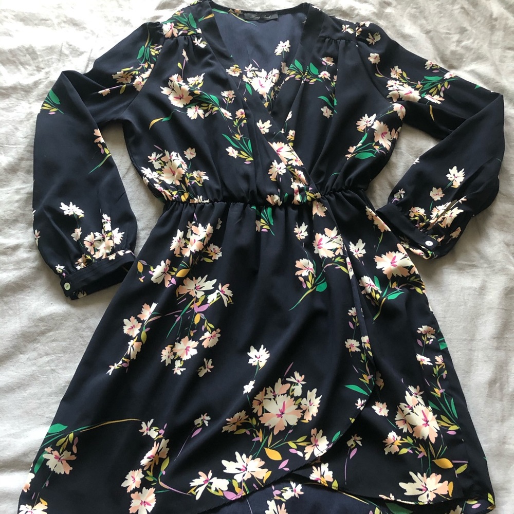 Floral Faux Wrap Dress